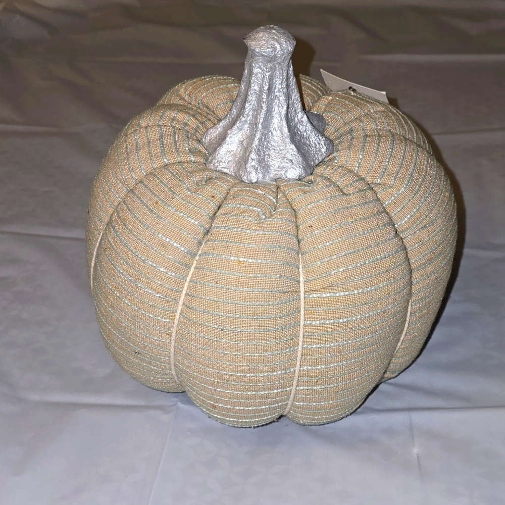 Total Home Ltd. Fabric Pumpkin with Silver Stem